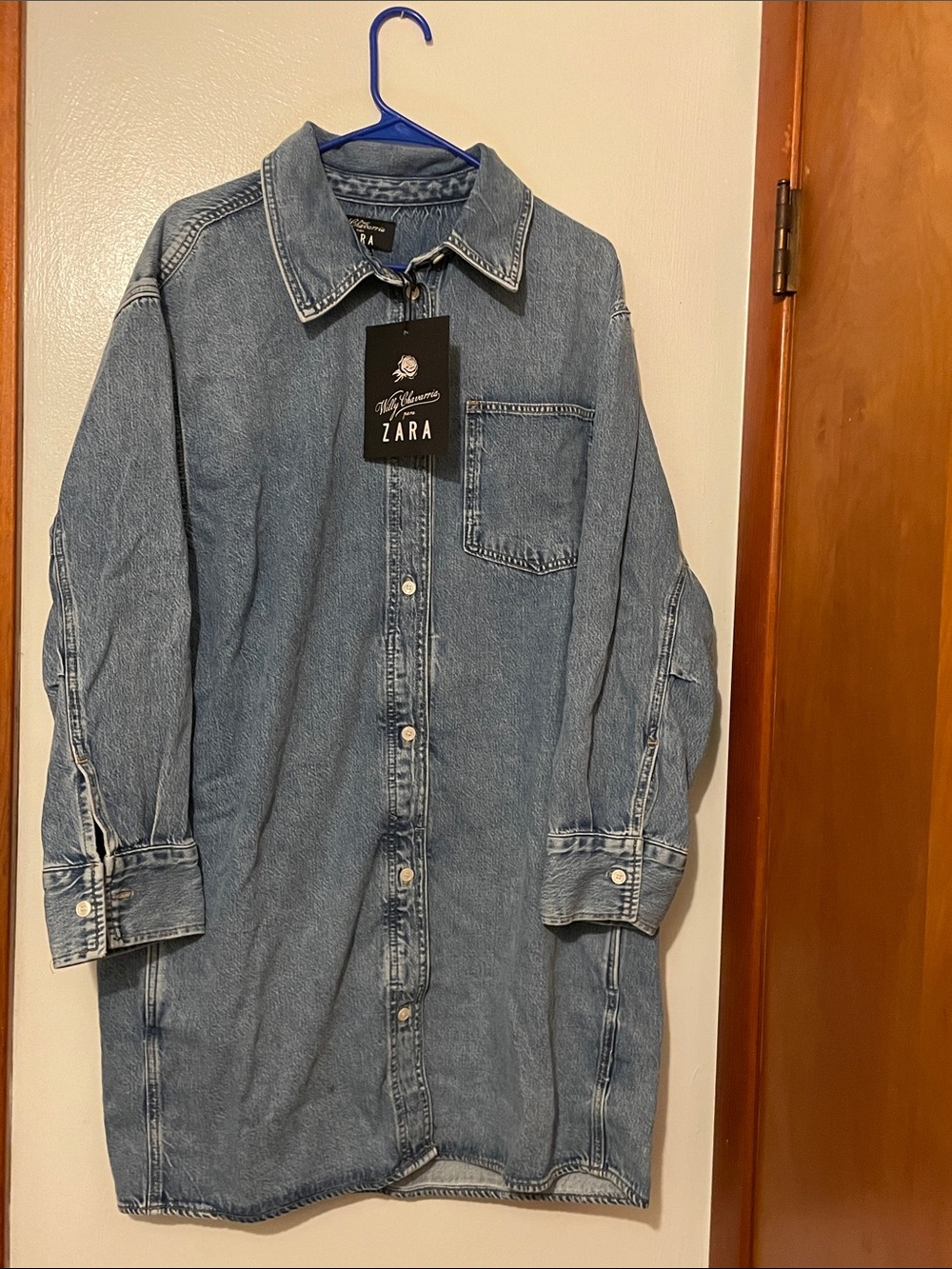 Zara Light Blue Oversized Denim Shirt Jacket